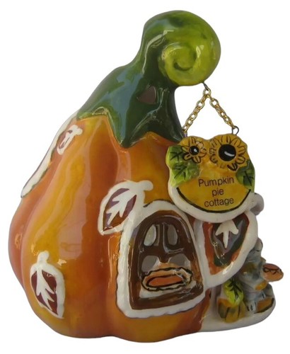 Blue Sky Heather Goldminc Pumpkin Pie Cottage Cat Tea Light Candle Holder 2009 - Picture 2 of 9