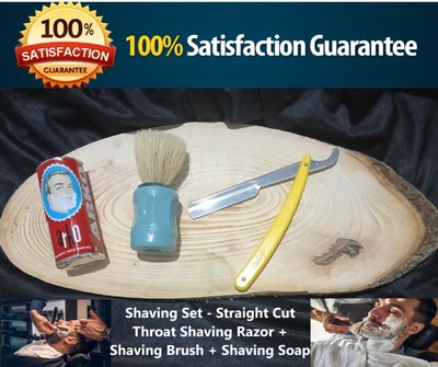 Straight Cut Throat Shaving Razor +  Shaving Brush + Shaving Soap - Shaving Set