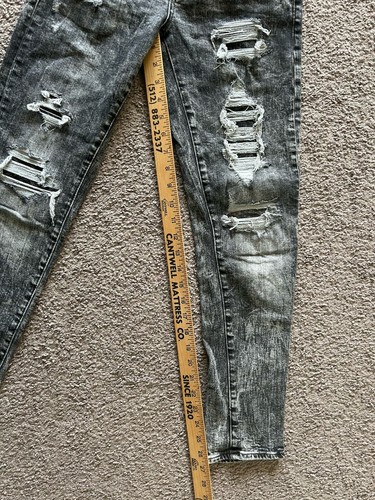 American Eagle Ripped Skinny Jeans Men Sz 30x29 (Actual 30x28) Acid Wash Denim - Picture 4 of 4