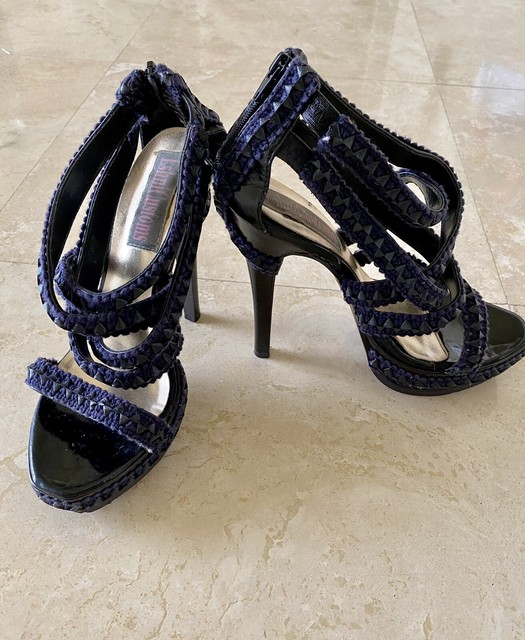 Women's Eshni Customs Open Toe Navy Blue Stilleto Heels Size 7 | eBay