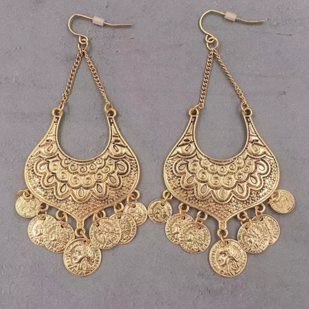 Gold Coin Dangle Earrings - Go Home, Gabriela's...