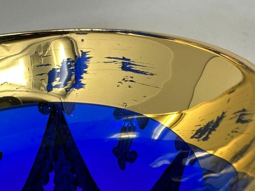 Interglass 3 Crystal Cobalt Blue Wine/Goblet 24 Kt Gold Trim 6.50" Tall Italy - Picture 6 of 7