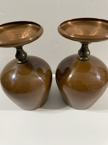 Juego de 2 copas de vino chapadas en cobre de colección Kaicut Japón firmadas hechas a mano - Imagen 9 de 14