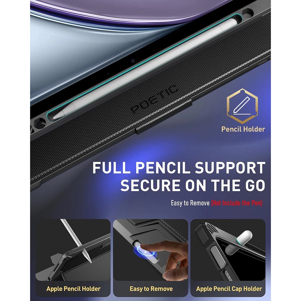 Черный чехол-книжка с поэтической подставкой для iPad Air 13 2024 iPad Pro 12,9 2022/2021 - Изображение 4 из 4