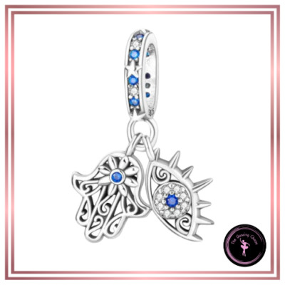  Hamza Hand & Auge Charm S925 Sterling Silber Halskette Armband Anhänger 