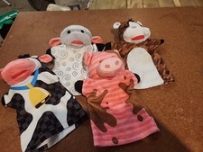 Melissa Doug Plush 4 Hand Puppets Farm Animals Horse Pig Cow Sheep Lamb