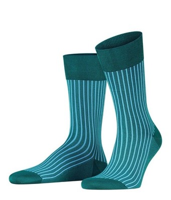 FALKE Men's Oxford Stripe Cotton-Blend Socks - Turquoise-green Colour