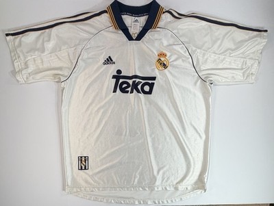 adidas Real Madrid RAUL 7 XL ホワイトジャージ Vintage Real Madrid Raul 7 Adidas Soccer Jersey Teka Sponsor Mens