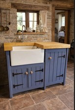BESPOKE HANDMADE BELFAST SINK UNIT  SOLID WOOD KITCHEN  TONGUE & GROOVE STYLE