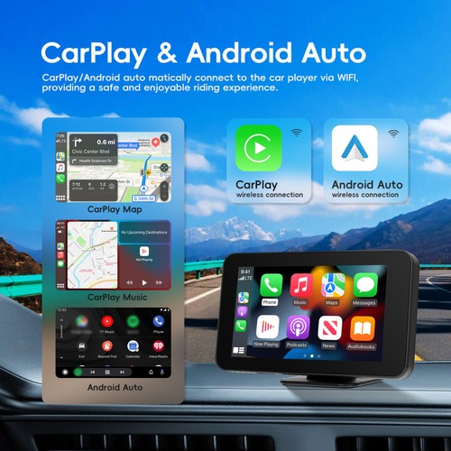 4.7" Zoll Tragbarer Apple CarPlay und Android Auto Wireless Display Autoradio - Bild 2 von 24