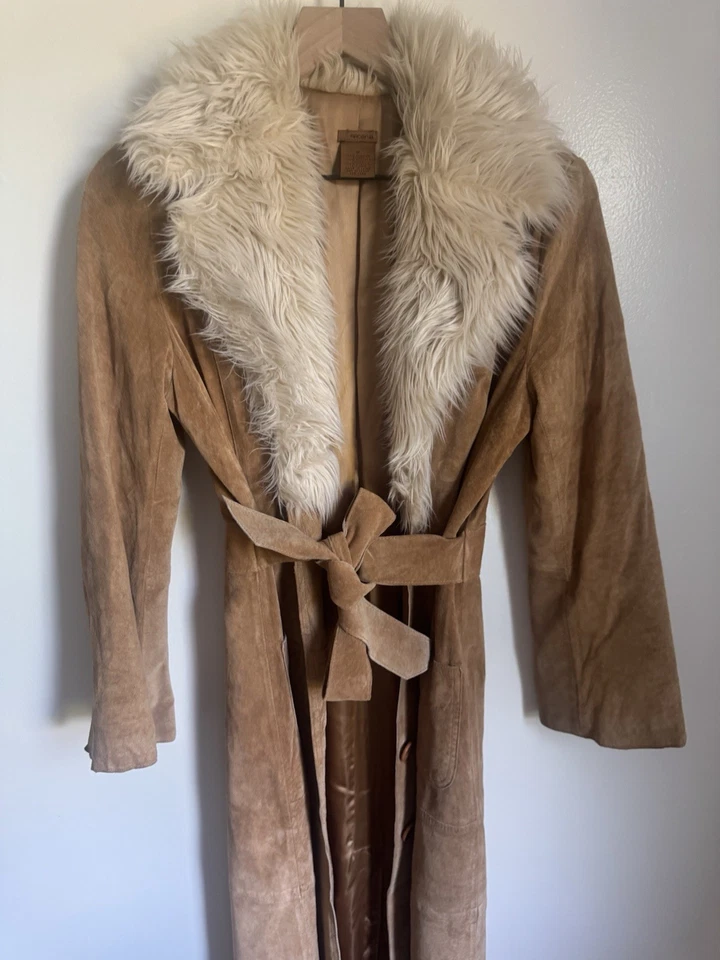 Винтажный 90-х/y2k Arden B замши меха Penny Lane макси пальто - Изображение 2 из 4