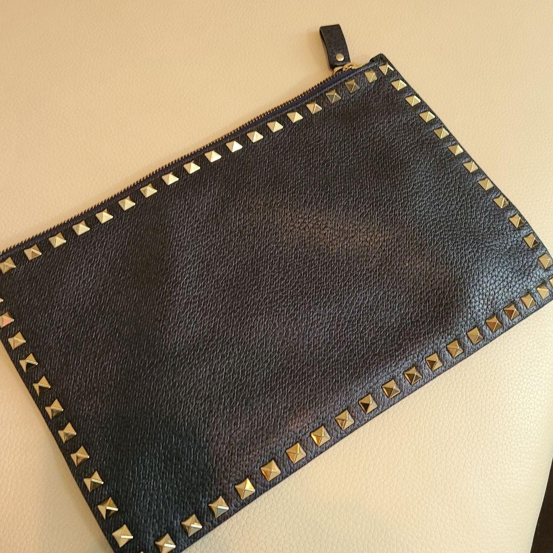 Valentino Clutch Bag Second Bag Rockstuds Black Authentic