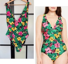 NWT 45 Old Navy Floral One Piece Swim Suit 3X Criss Cross Knot Resort Vacation