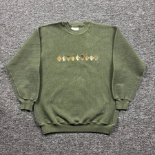Vintage 90s J America San Francisco Textured Sweatshirt Olive Green Size Large