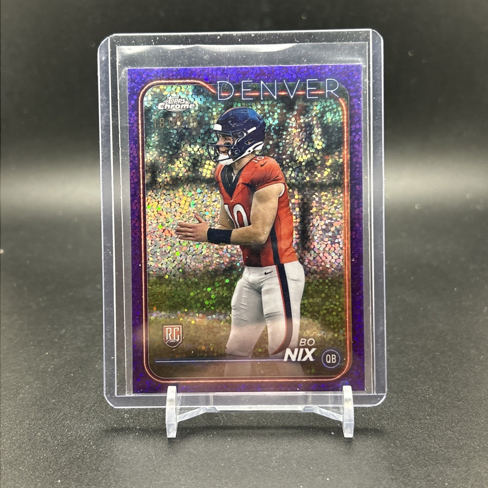 2024 Topps Chrome - Rookies Bo Nix #206 Purple Speckle Refractor /275 (RC)
