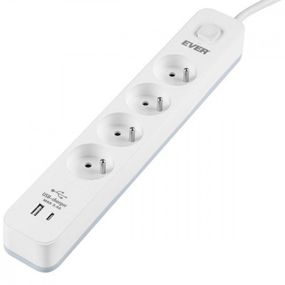 5907683608309 Surge protection strip PROTECT 4PL 1A1C USB T/LZ12-PRO015/1000 EVE
