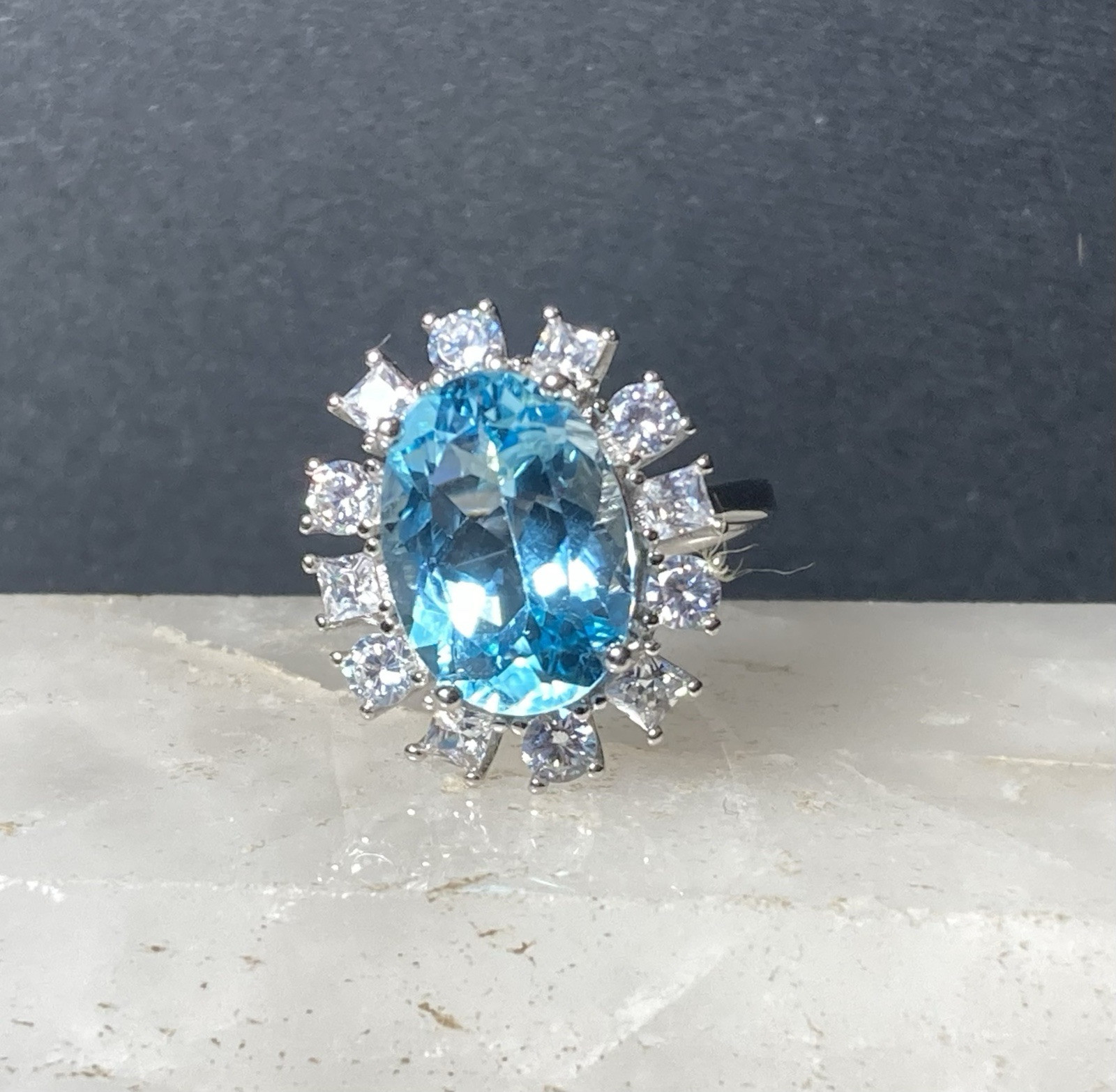 Sterling Silver Statement Ring Blue And White . S… - image 4