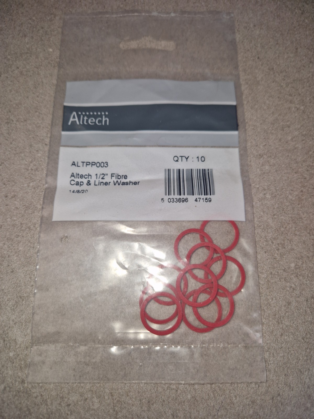 PACK OF 10 ALTECH 1/2” FIBRE CAP AND LINING WASHERS ALTPP003