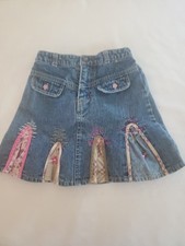 Vtg. Faded Glory 5T Toddler Girls Denim Skirt Embroidery  Godets Cute 