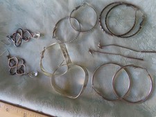 ASSORTMENT LOT OF 6 PAIR SILVER TONE Large round Hoop pierced EARRINGS L44