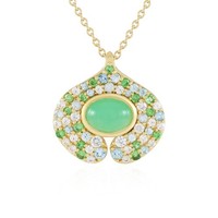 Cavill Chrysopras 1,35Ct Halskette 925 Silber Gold Vergoldet GrüN