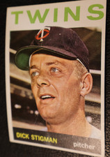 1964 TOPPS BASEBALL SET. #245 Dick Stigman, Minnesota Twins, VGEX
