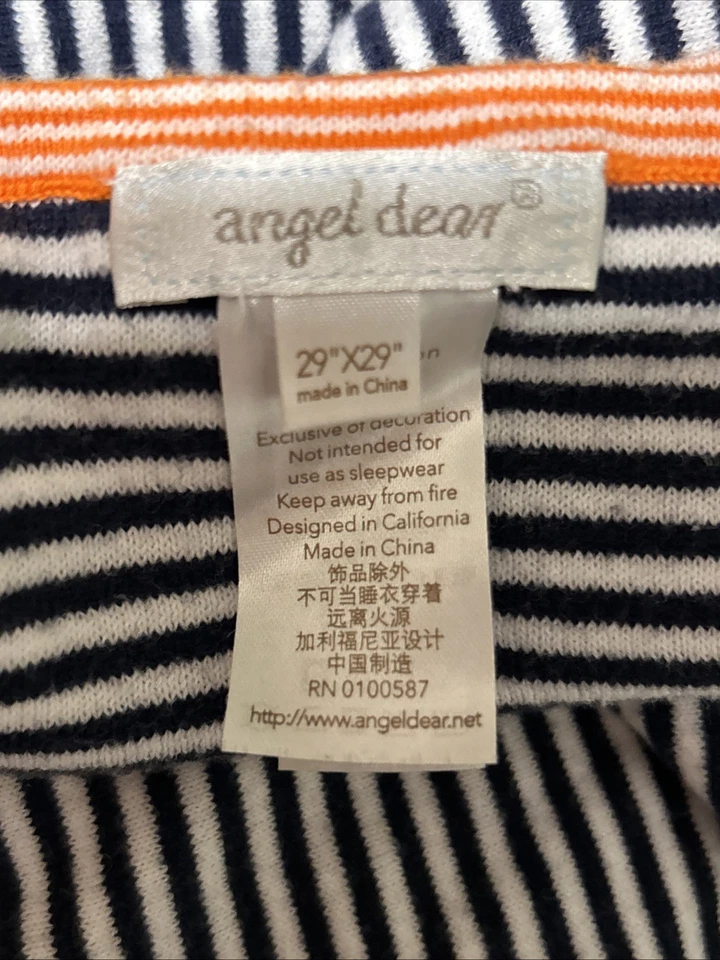 Manta de bebé Angel Dear azul a rayas naranja difícil de encontrar Foto 4 de 4