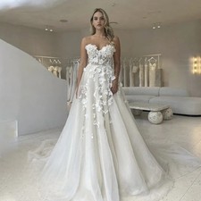 Fashion Sweetheart Wedding Dresses Flowers Appliques A-line Backless Sleeveless