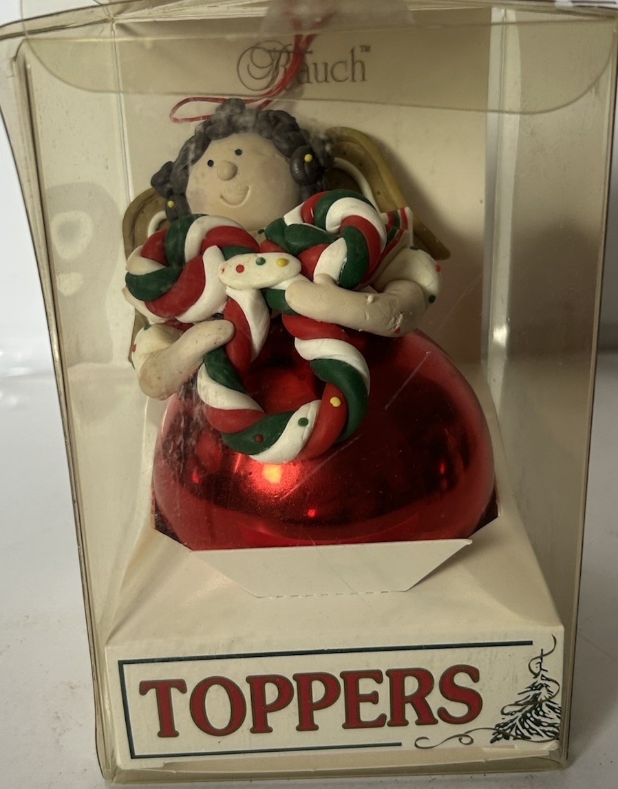 Vtg Unique 5' x 3' Rauch Toppers Red Christmas Ornament Angel USA Original Box