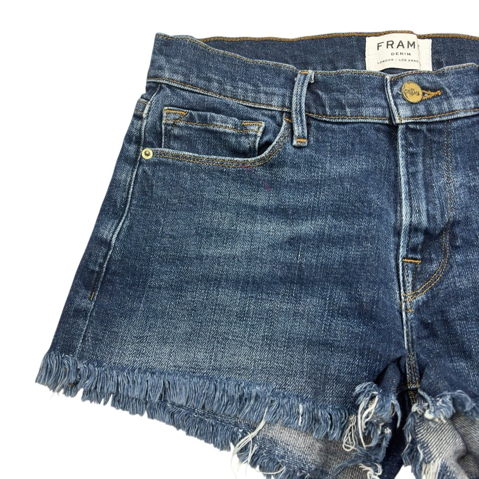 Pantalones Cortos Montura Denim Le Cutoff Para Mujer Talla 27 Lavado Medio Deshilachado Dobladillo Crudo Foto 4 de 4