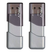 PNY - Turbo Attach 3 128GB USB 3.0 Type A Flash Drive, 2-Pack - Silver