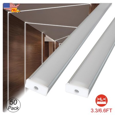 50 Pack 1M 2M Led Light Strip Aluminum Channel U Shape Frost Cover Anti-Glare