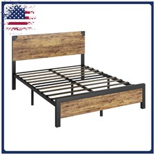 Full Size Platform Bed Frame With Headboard Drawerless Storage Bed Frame