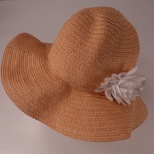 Gymboree Women's Straw Sun Hat Medium Beige Flower Accent