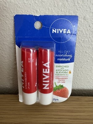 NIVEA Strawberry Tinted Lip Care Discontinued Lip Balm Avocado Jojoba
