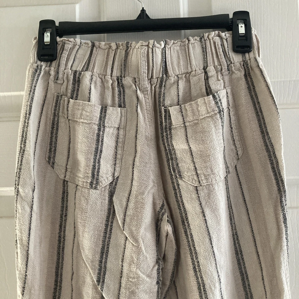 Женские серые и белые полосатые брюки до лодыжки XS - Изображение 3 из 4