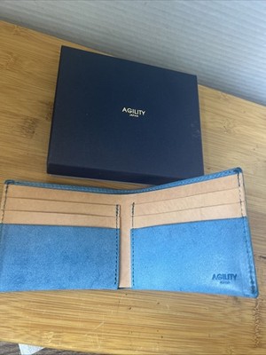 AGILITY Tokyo Leather Loft Wallet In Turquoise New In Box Slim No Bulk Nice!!
