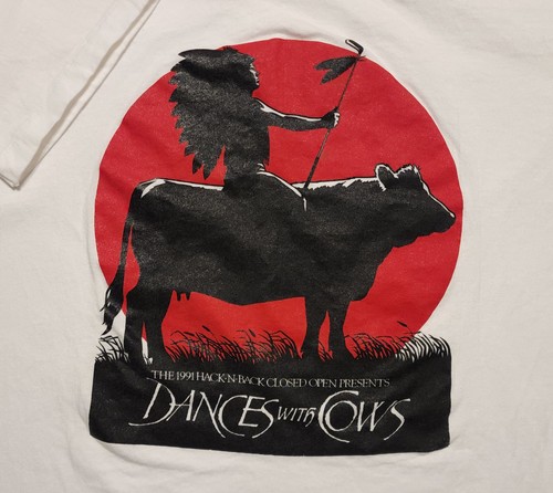 Vintage 1991 Hack-N-Back Dances With Cows Golf Made in USA Large Shirt