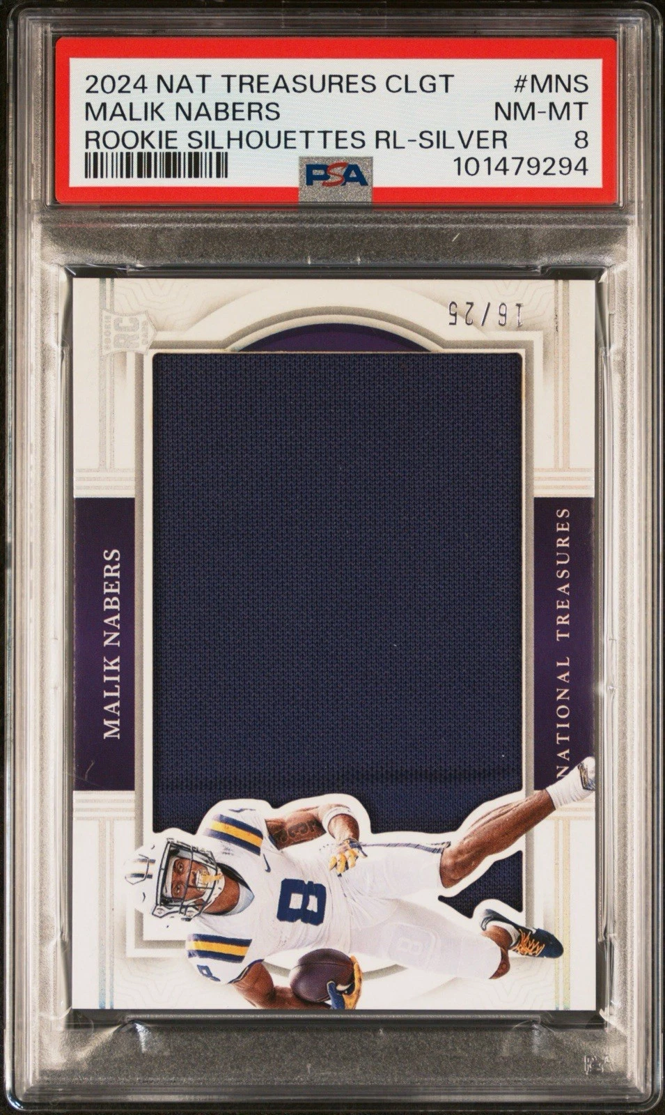 Malik Nabers Panini National Treasures Collegiate Rookie Silhouettes Relics #MNS Silver