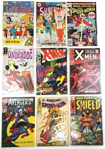 Vintage‼️Lot of 9 Key Comics 60s 70s Marvel Key 1st X-men 41 59 Spider-Man Super
