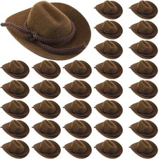 Hercicy 36 Pcs Mini Cowboy Hats for Crafts, 2 Inch Western Caps, Small, Brown