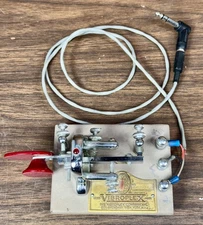 Vibroplex Vibro Keyer Standard Telegraph Key Red Paddle SN 250218 Morse Code Ham