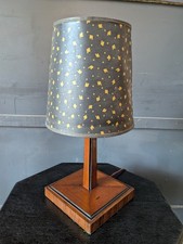 Antique Art Deco Walnut Table Lamp Quartered Walnut Ebonised Detail Coltone