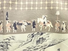 7827748: JAPANESE KIMONO / ANTIQUE DAIMYO PROCESSION PATTERN MENS JUBAN