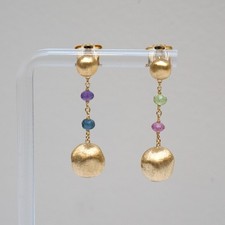 Orecchini goccia Marco Bicego Africa gemme miste e oro giallo 18 carati nuovi autentici