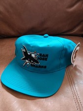 Vintage 90s San Jose Sharks Deadstock NHL Hockey Snapback Hat Logo 7 Green NWT