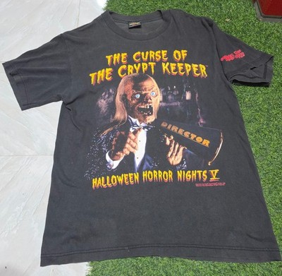 Rare VTG The Curse of the Crypt Keeper Halloween Horror Nights V T Shirt 90s L