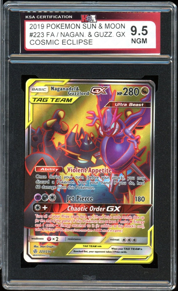 2019 Pokemon Cosmic Eclipse #223 Naganadel & Guzzlord GX Full Art