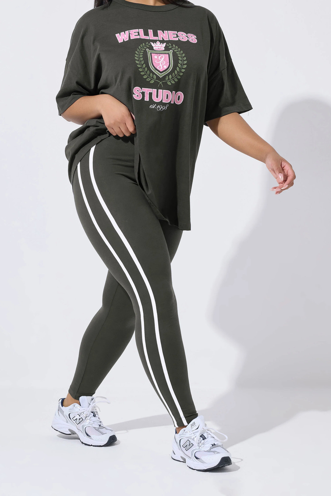 Yours Curve Women's Plus Size Side Stripe Leggings
