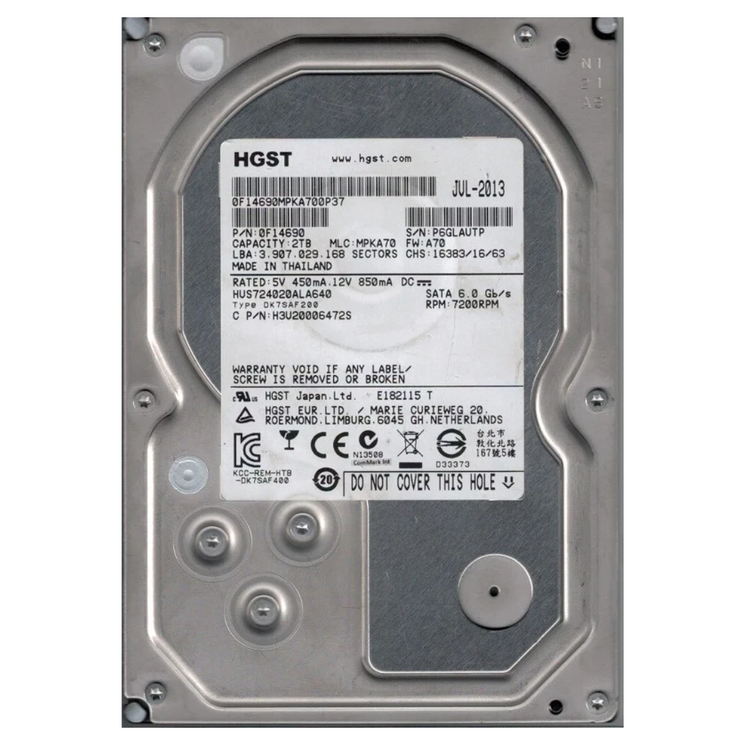 HGST SATA III Internal Hard Disk Drives 2TB Storage Capacity for